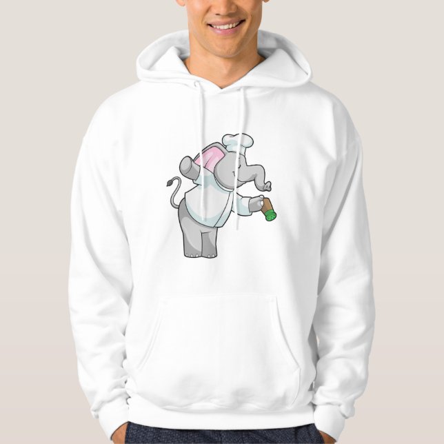 Elephant som Chef med Salt shaker Hoodie (Framsida)