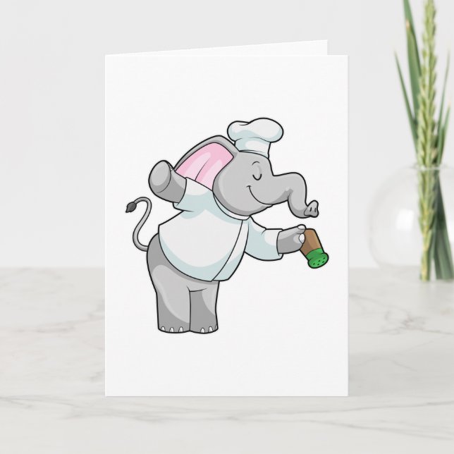Elephant som Chef med Salt shaker Kort (Framsida)