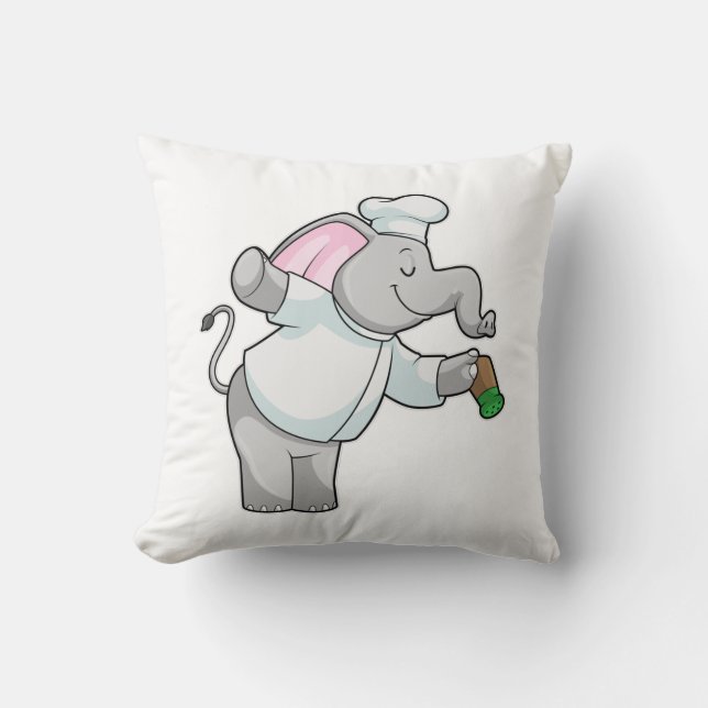 Elephant som Chef med Salt shaker Kudde (Framsida)