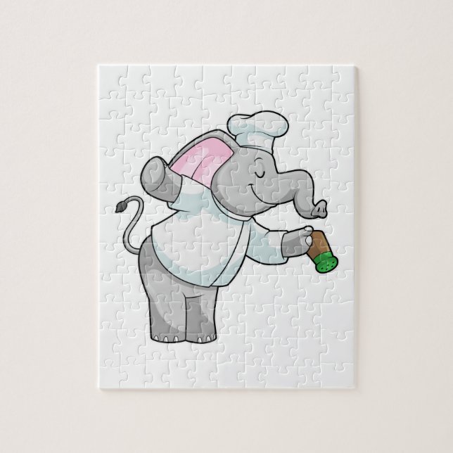 Elephant som Chef med Salt shaker Pussel (Vertikal)