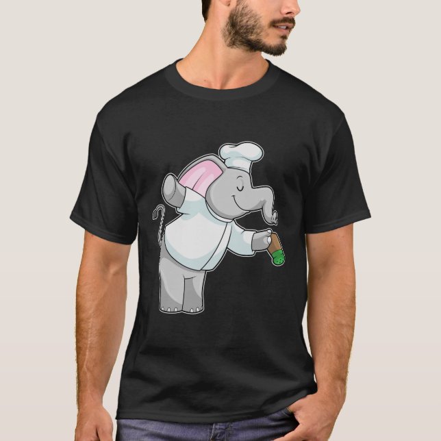 Elephant som Chef med Salt shaker T Shirt (Framsida)