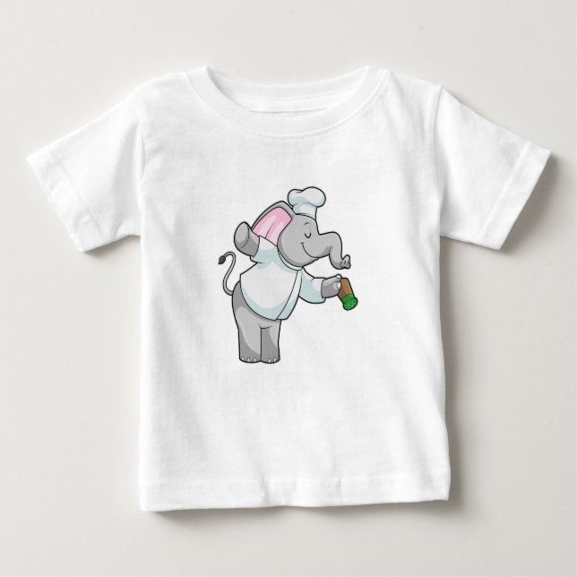 Elephant som Chef med Salt shaker T Shirt (Framsida)