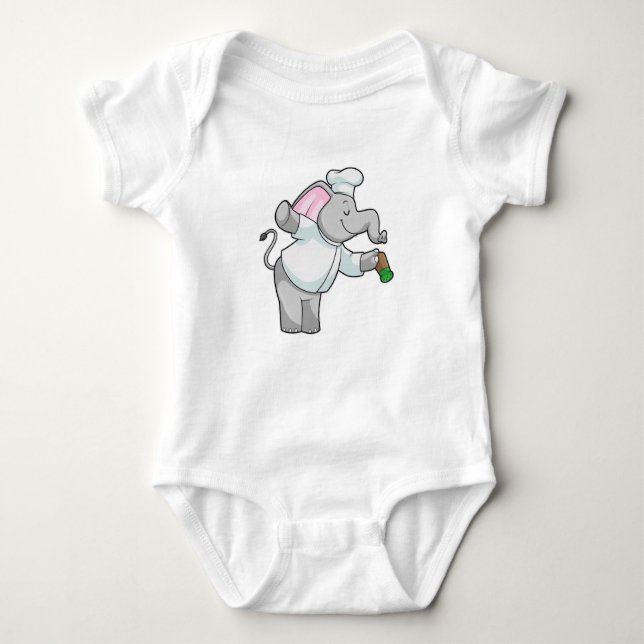 Elephant som Chef med Salt shaker T Shirt (Framsida)