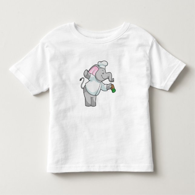 Elephant som Chef med Salt shaker T Shirt (Framsida)