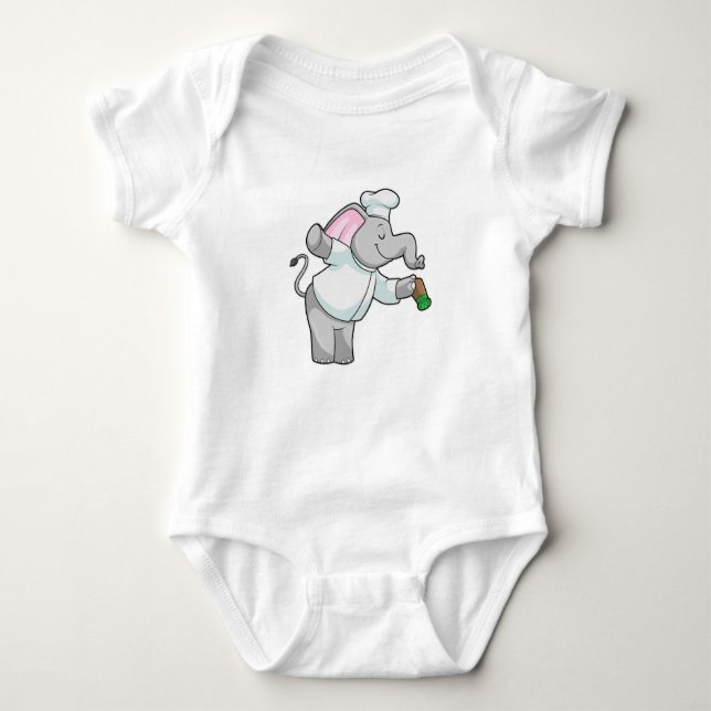Elephant som Chef med Salt shaker T Shirt (Framsida)