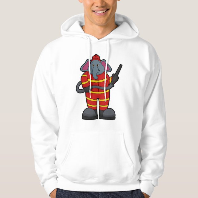 Elephant som Firefighter med Hose Hoodie (Framsida)