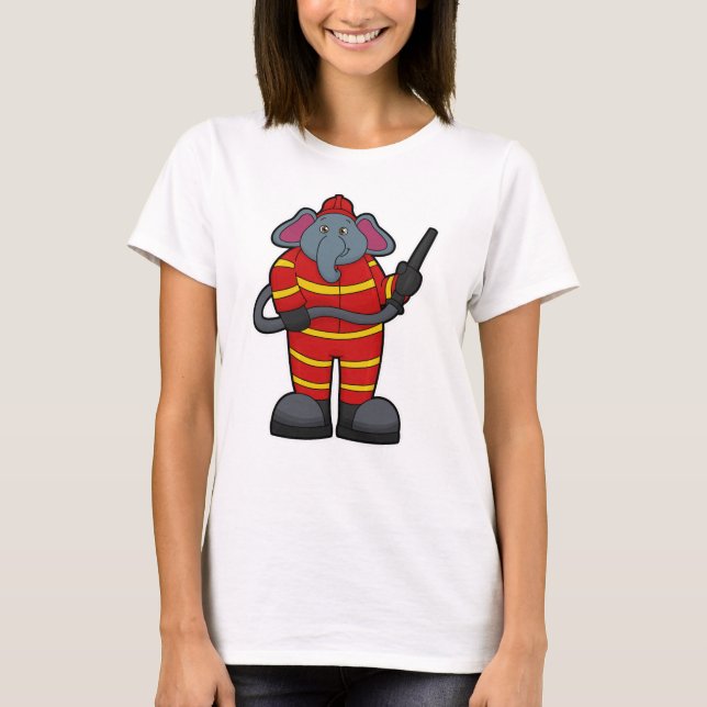Elephant som Firefighter med Hose T Shirt (Framsida)