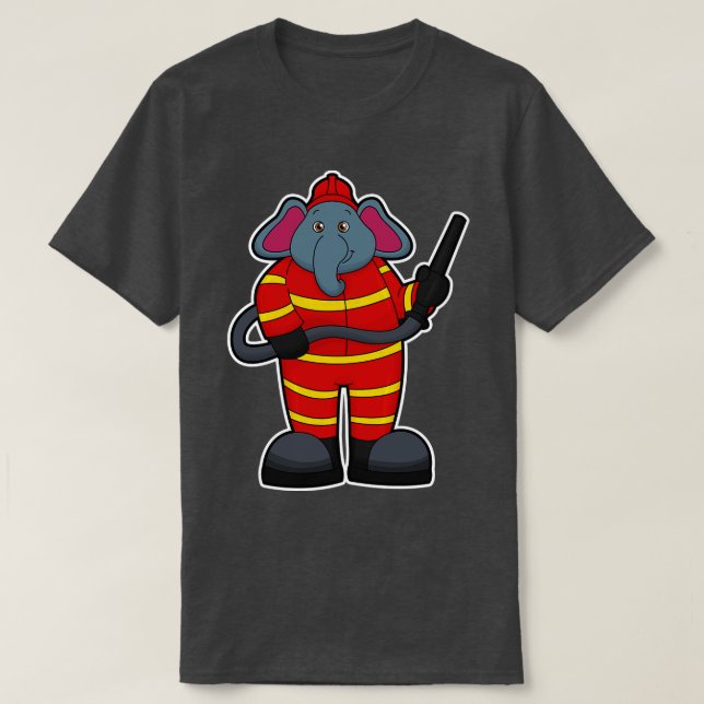 Elephant som Firefighter med Hose T Shirt (Design framsida)
