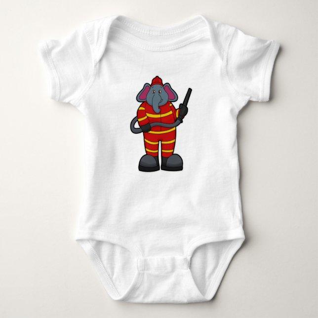Elephant som Firefighter med Hose T Shirt (Framsida)