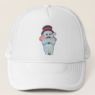 Elephant som gentleman med Hat & Walking stick Keps