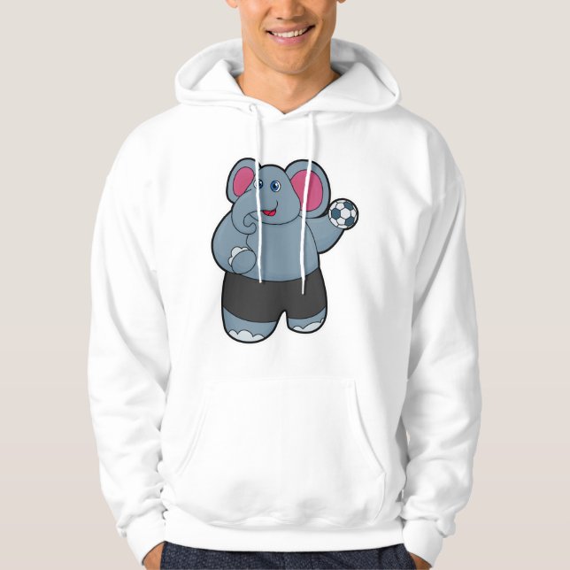 Elephant som handbollsspelare med Handball boll Hoodie (Framsida)