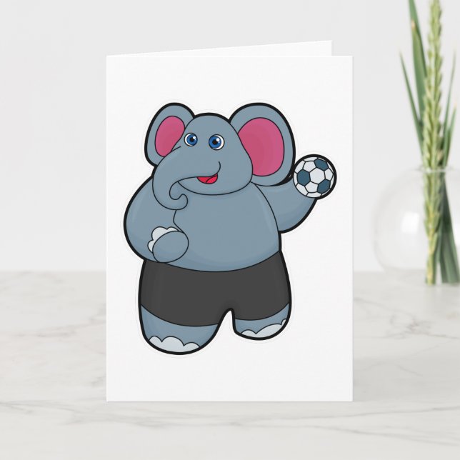 Elephant som handbollsspelare med Handball boll Kort (Framsida)