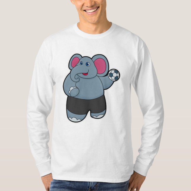 Elephant som handbollsspelare med Handball boll T Shirt (Framsida)