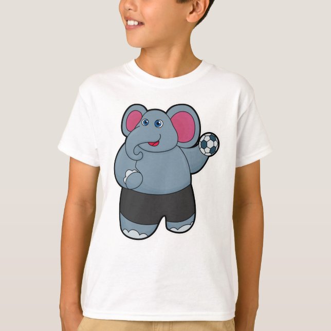 Elephant som handbollsspelare med Handball boll T Shirt (Framsida)
