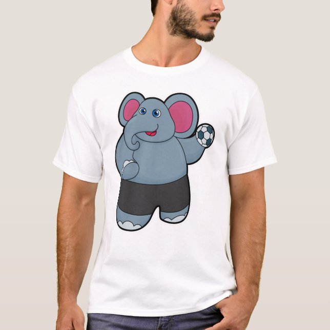 Elephant som handbollsspelare med Handball boll T Shirt (Framsida)