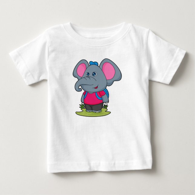 Elephant som Hiker med ryggsäck T Shirt (Framsida)