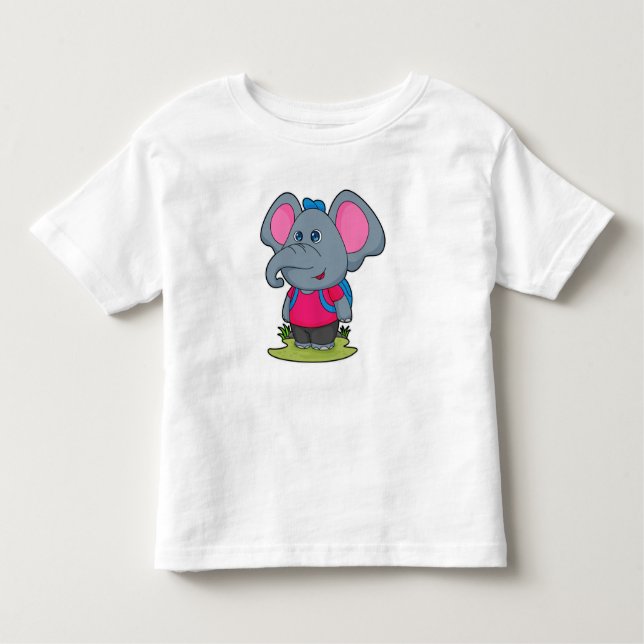 Elephant som Hiker med ryggsäck T Shirt (Framsida)