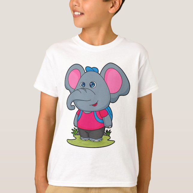 Elephant som Hiker med ryggsäck T Shirt (Framsida)