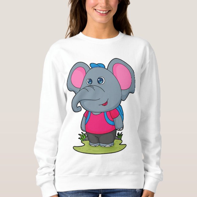 Elephant som Hiker med ryggsäck T Shirt (Framsida)