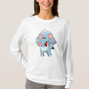 Elephant som Servitör med Platter T Shirt