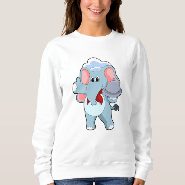 Elephant som Servitör med Platter T Shirt (Framsida)