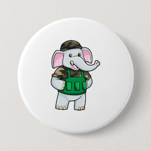 Elephant som soldat med Uniform & Helmet Knapp
