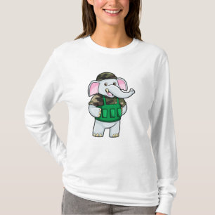 Elephant som soldat med Uniform & Helmet T Shirt