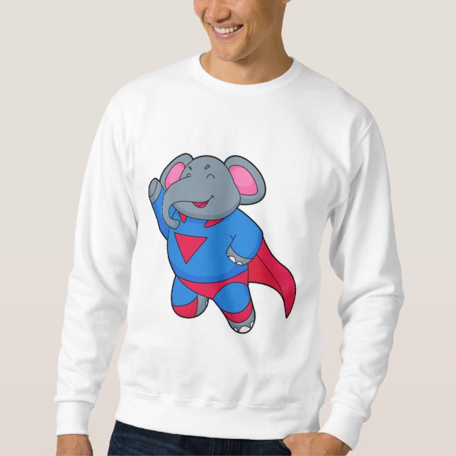 Elephant som Superhjälte Lång Ärmad Tröja (Framsida)