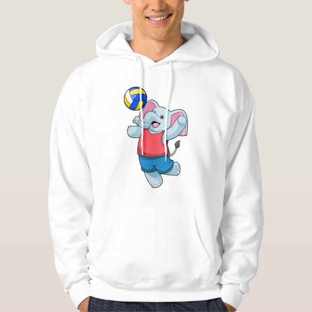 Elephant som Volleyball-spelare med Volleyball Hoodie (Framsida)