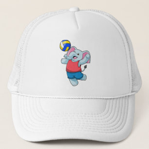 Elephant som Volleyball-spelare med Volleyball Keps
