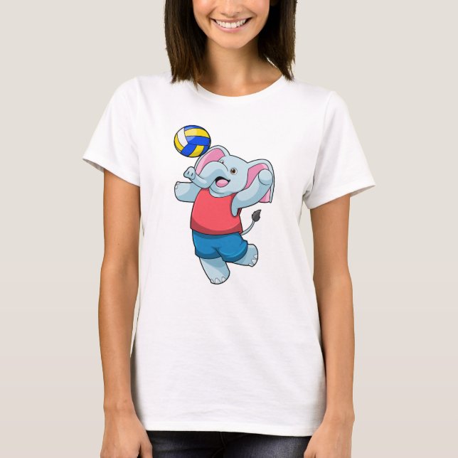 Elephant som Volleyball-spelare med Volleyball T Shirt (Framsida)