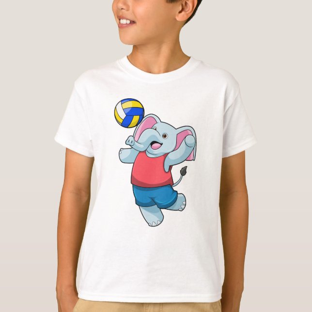 Elephant som Volleyball-spelare med Volleyball T Shirt (Framsida)