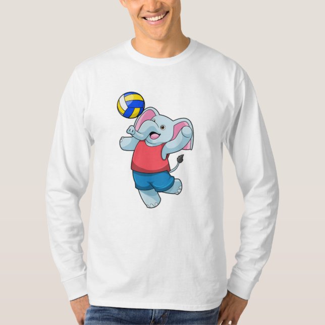 Elephant som Volleyball-spelare med Volleyball T Shirt (Framsida)