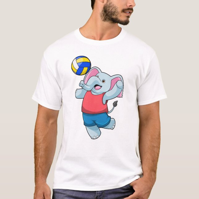 Elephant som Volleyball-spelare med Volleyball T Shirt (Framsida)