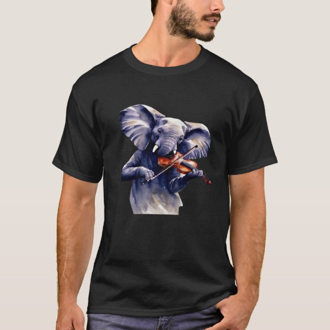 Elephant Spelar Guitar T Shirt (Framsida)