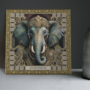 Elephant Spirit Animal Carpetk Jewels Altarpiec Kakelplatta