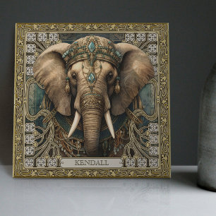 Elephant Spirit Animal Carpetk Jewels Altarpiec Kakelplatta