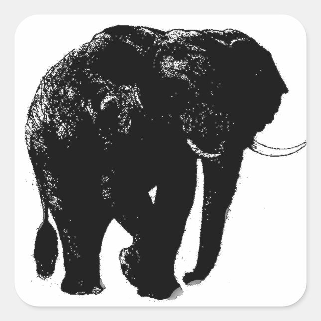 Elephant Square Sticker Fyrkantigt Klistermärke (Framsida)