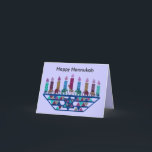 Elephant Star Menorah-kort Helgkort<br><div class="desc">Grafik illustration av en elefant,  giraffe och stjärnan i David menorah-design.</div>