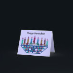 Elephant Star Menorah-kort Helgkort<br><div class="desc">Grafik illustration av en elefant,  giraffe och stjärnan i David menorah-design.</div>