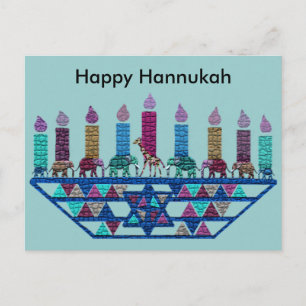 Elephant Star Menorah Postcards Vykort