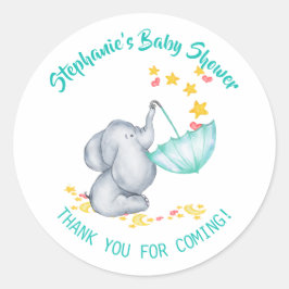 Elephant & Stars Baby Shower-Tack Runt Klistermärke