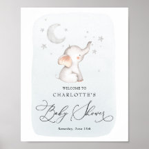 Elephant Stars Måne Dusty Blue Boy Shower