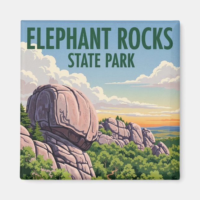 Elephant Sten State Park Missouri Travel Magnet (Framsidan)
