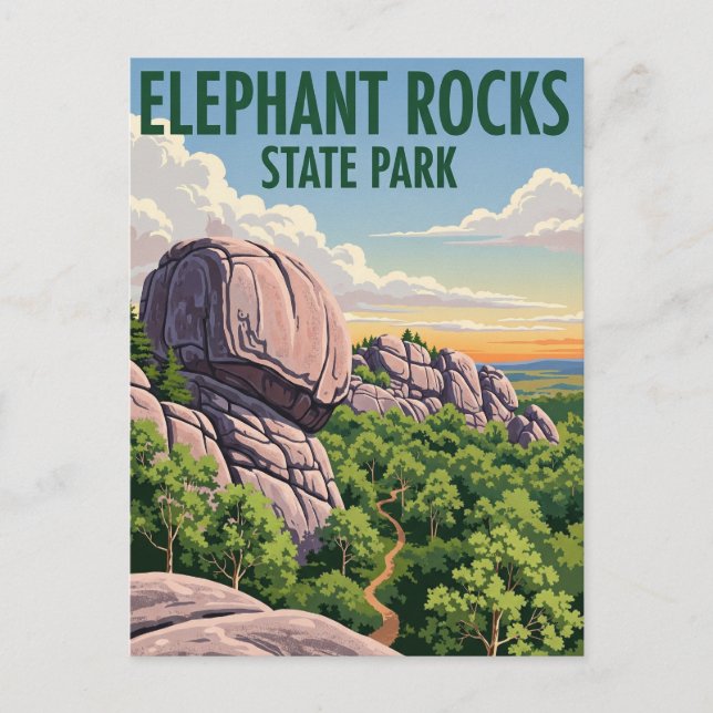 Elephant Sten State Park Missouri Travel Vykort (Framsida)