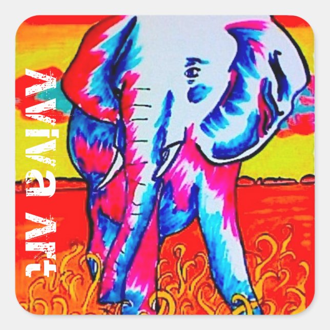 Elephant Sticker Fyrkantigt Klistermärke (Framsida)