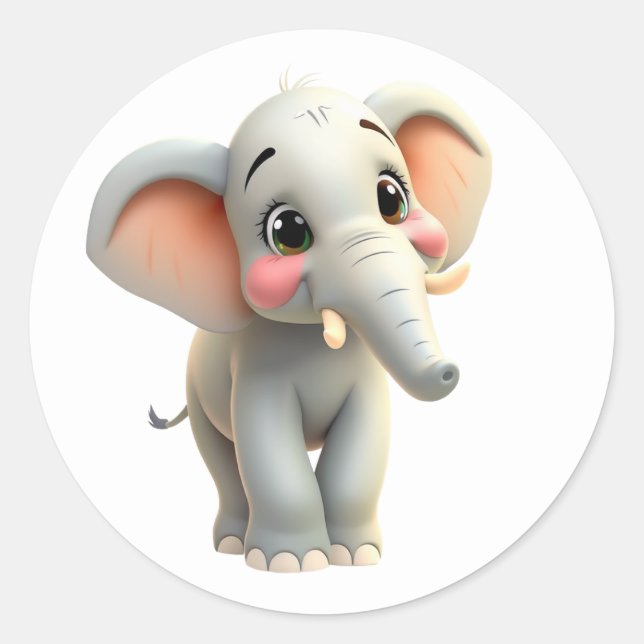 Elephant Stickers Runt Klistermärke (Framsida)