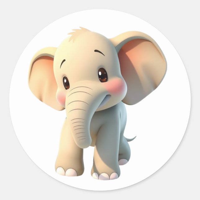 Elephant Stickers Runt Klistermärke (Framsida)