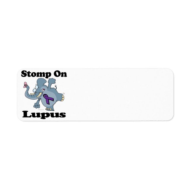 Elephant Stomp on Lupus (lila) Returadress Etikett (Framsidan)