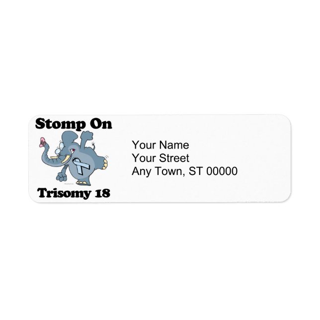 Elephant Stomp on Trisomy 18 Returadress Etikett (Framsidan)